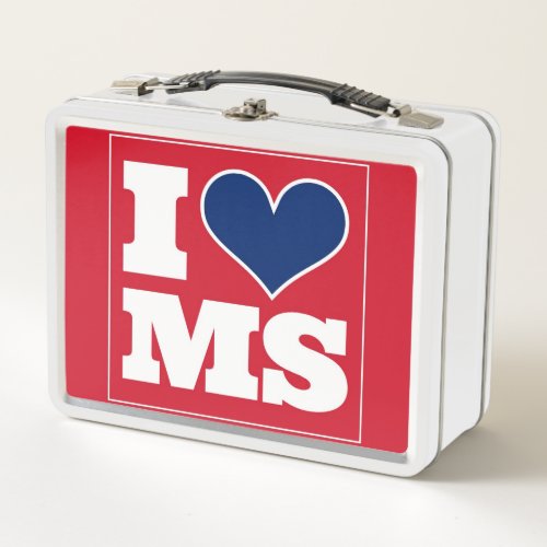 I Love Mississippi Red Metal Lunch Box