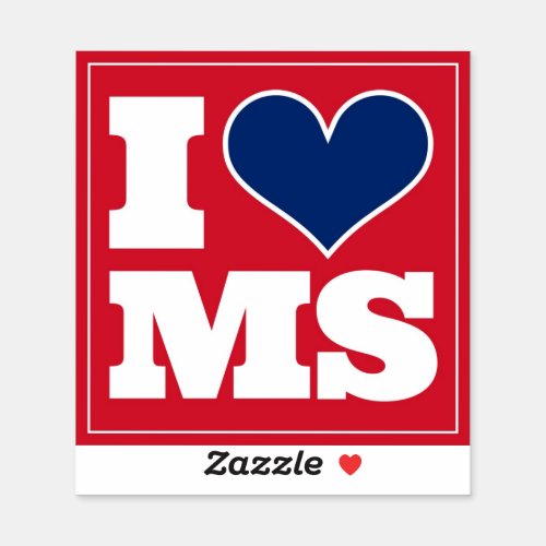 I Love Mississippi Red Sticker