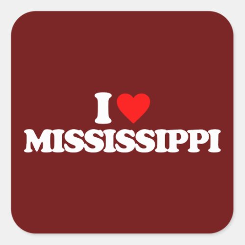 I LOVE MISSISSIPPI SQUARE STICKER