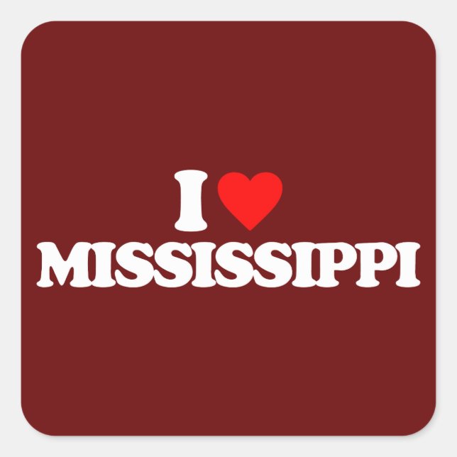 I LOVE MISSISSIPPI SQUARE STICKER (Front)