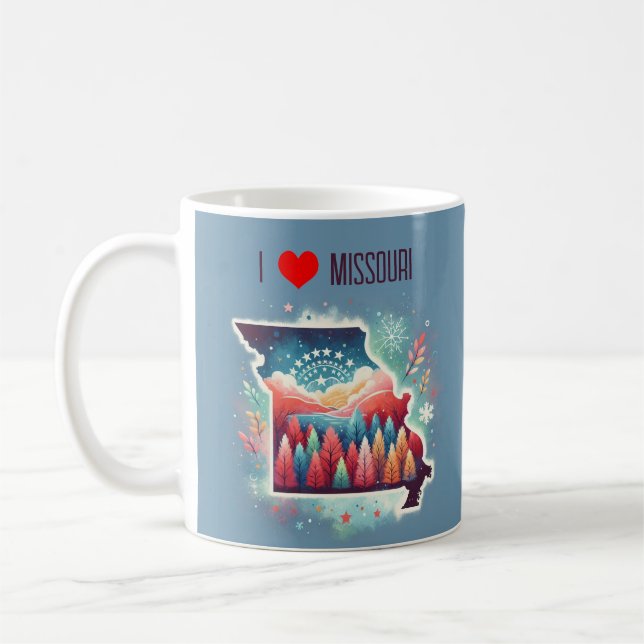I Love Missouri Christmas Winter Coffee Mug (Left)