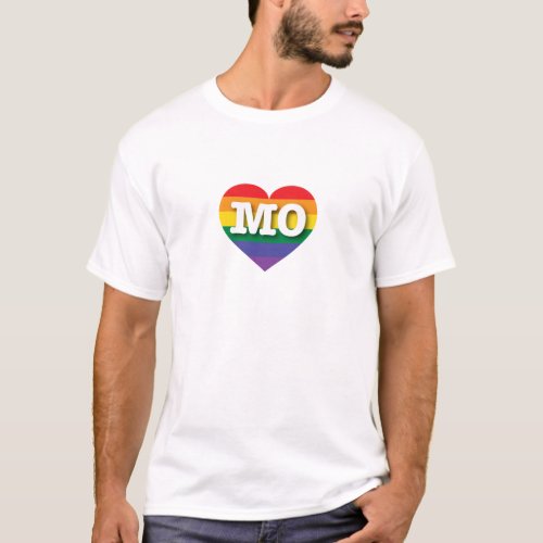 I love Missouri Gay Pride Rainbow Heart T_Shirt