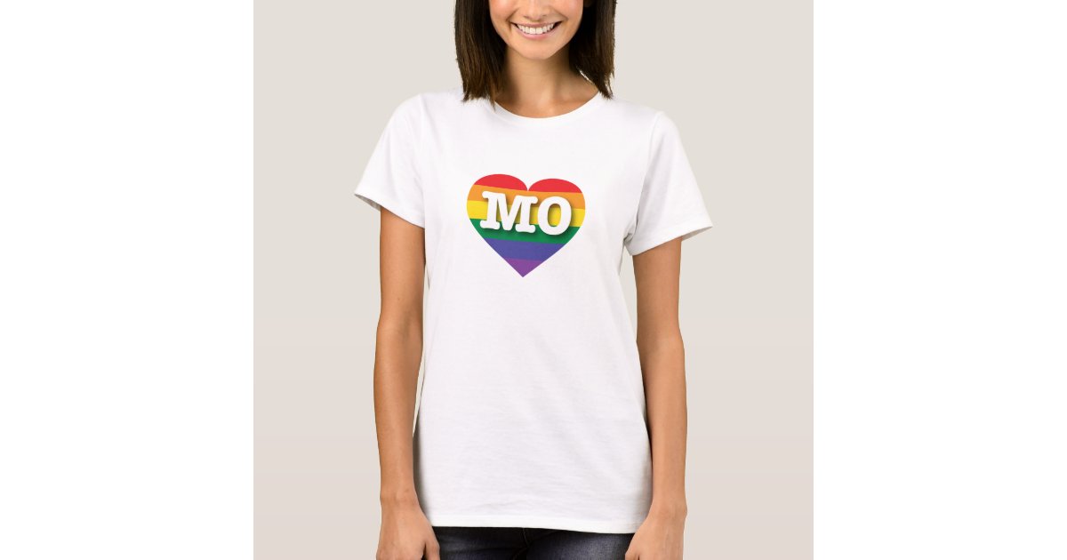 Women's Love Heart Pride Rainbow White T-Shirt 