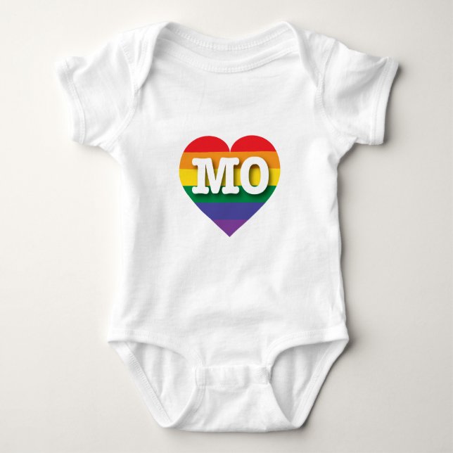 I Love Missouri Rainbow Heart Baby Bodysuit (Front)