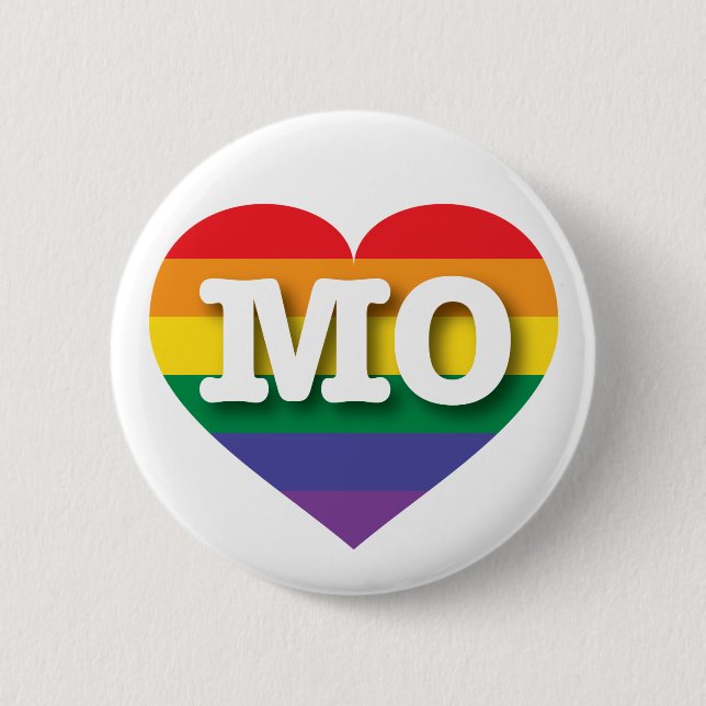 I Love Missouri Rainbow Heart Button (Front)