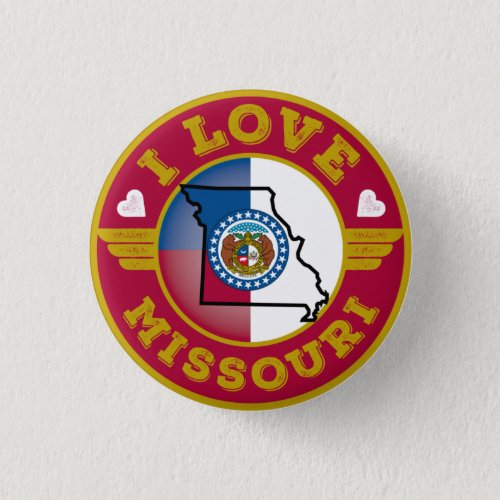 I Love Missouri State Flag and Map Button