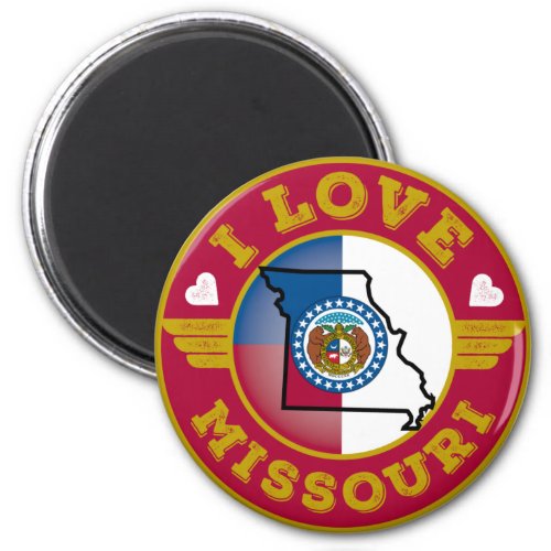 I Love Missouri State Flag and Map Magnet