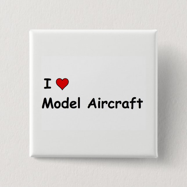 I Love Model Aircraft Pinback Button (Front)