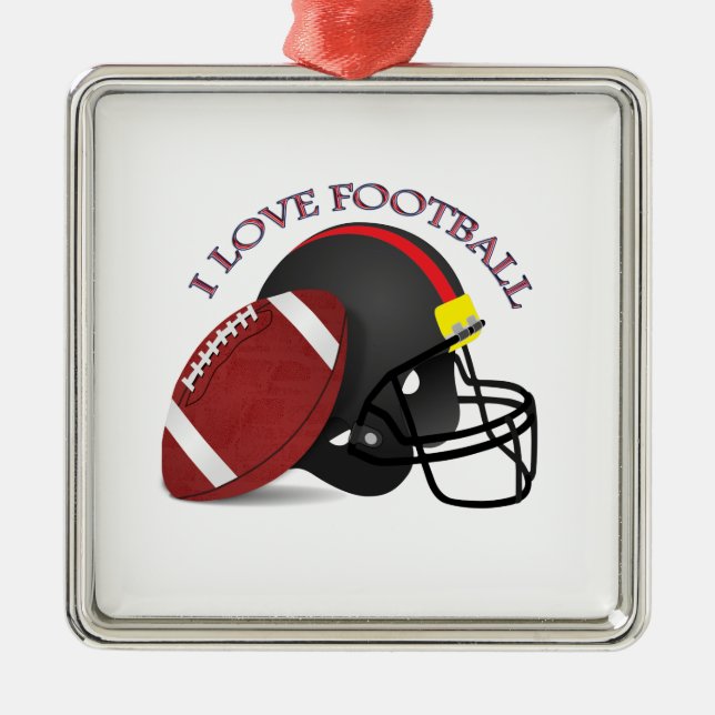 I love modern elegant trendy football metal ornament (Front)