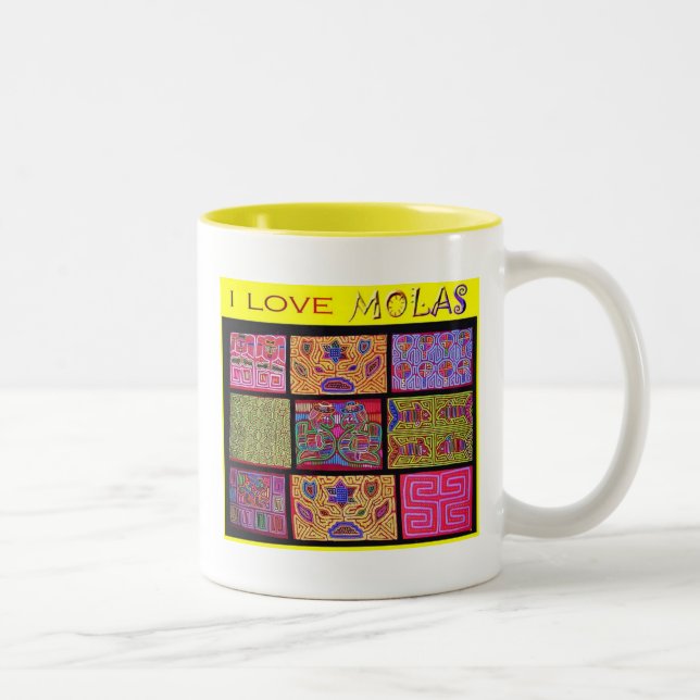 I Love Molas: Quilt Two-Tone Coffee Mug (Right)