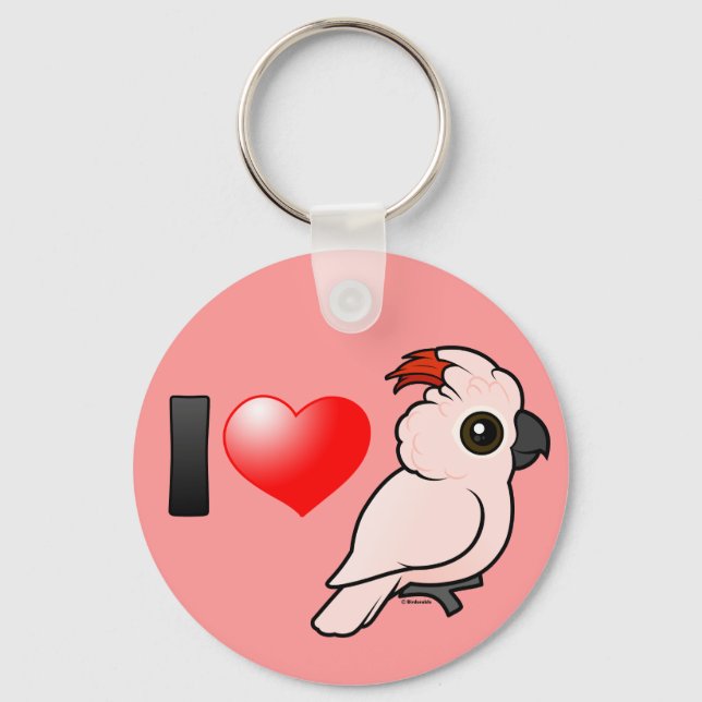 I Love Moluccan Cockatoos Keychain (Front)
