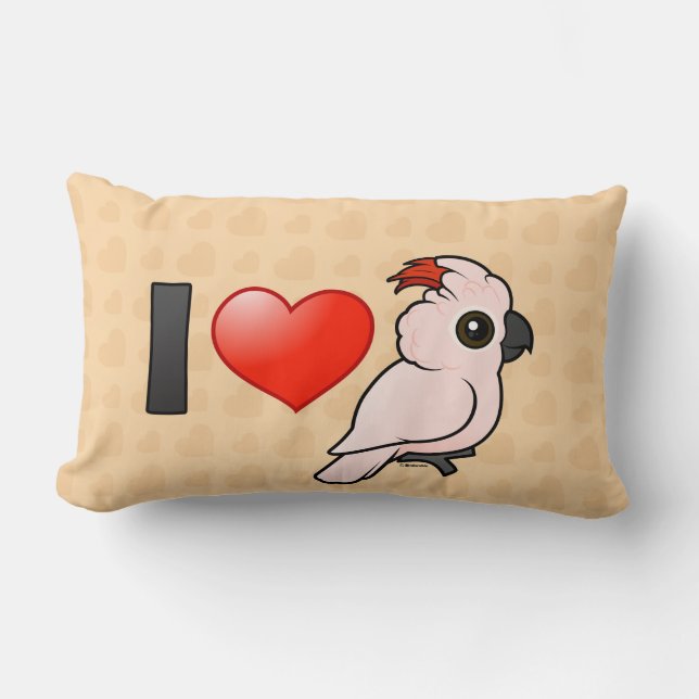 I Love Moluccan Cockatoos Lumbar Pillow (Front)