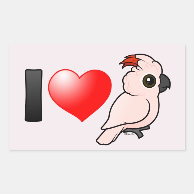 I Love Moluccan Cockatoos Rectangular Sticker (Front)