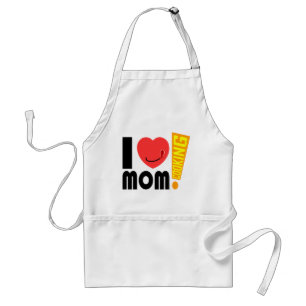 i love mom adult apron