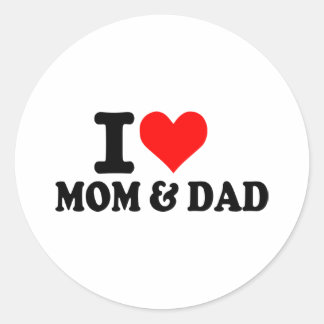 I love mom and dad classic round sticker