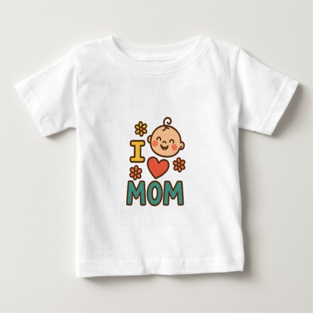 I Love Mom Baby T-Shirt – Cute Mother’s Day  (Front)