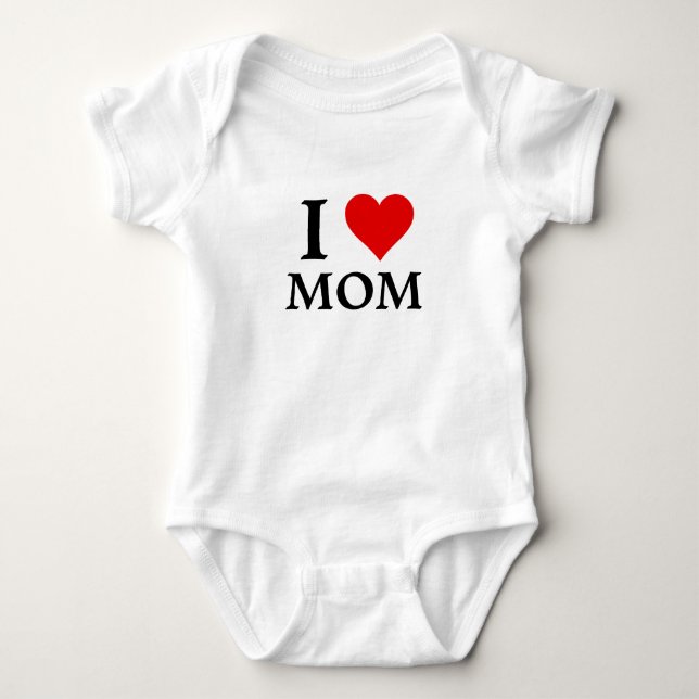 I Love Mom Custom Red Heart  Baby Bodysuit (Front)