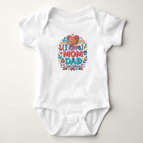 I Love Mom & Dad (Family Gift) Announce Pregnancy Baby Bodysuit