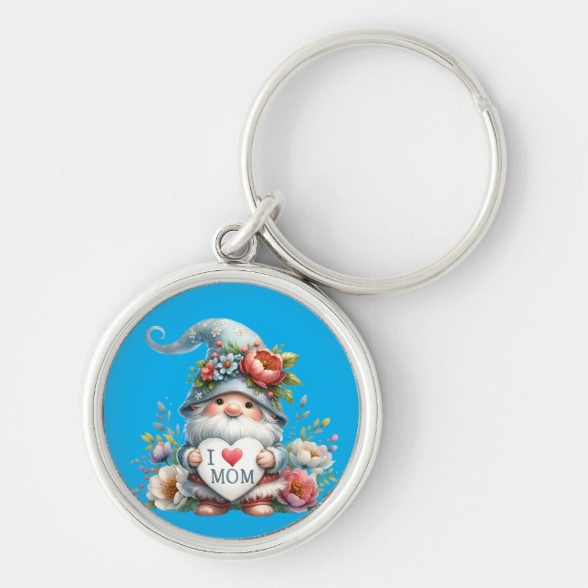 I Love Mom Gnome Keychain (Front)