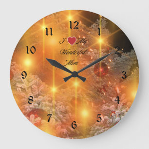 I Love Mom, Golden Christmas, Large Clock