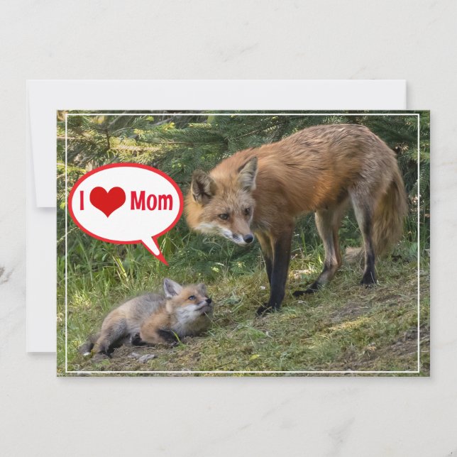 I Love Mom Heart and Text Holiday Card (Front)