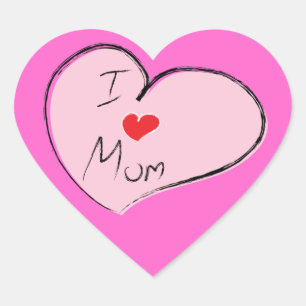 I Love Mom Heart Sticker