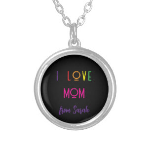 I Love Mom Necklace – Custom Name Gift