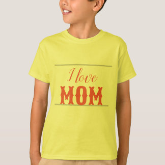 I love Mom orange yellow kids boy T-Shirt
