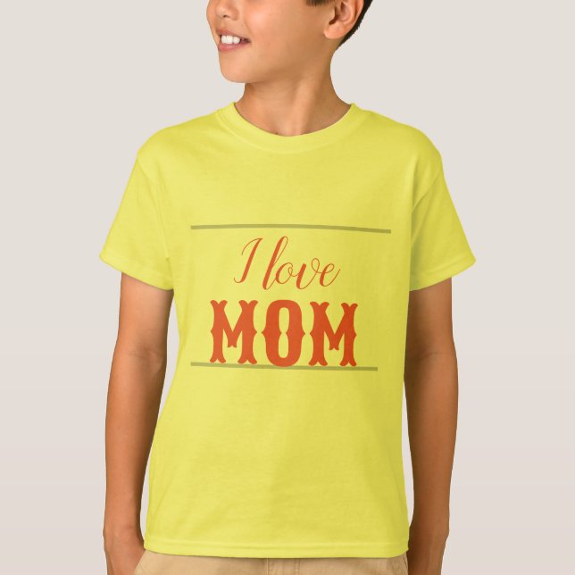 I love Mom orange yellow  kids boy T-Shirt (Front)