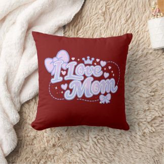 I Love Mom – Pastel Kawaii Design Throw Pillow