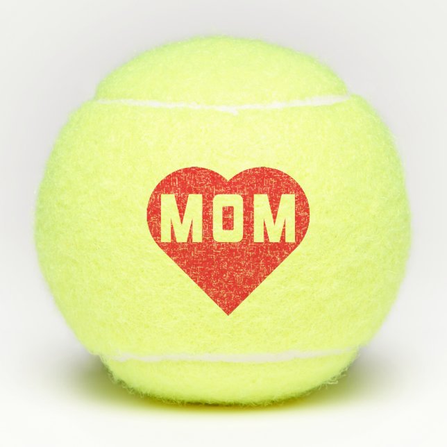 I Love Mom Red Heart Tennis Balls (Front)