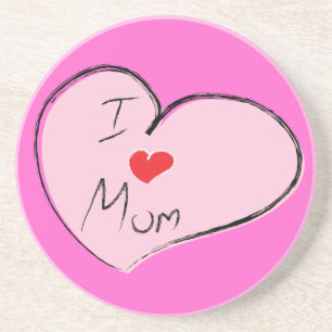 I Love Mom Sandstone Coaster