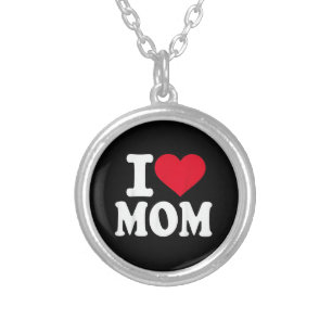 I Love Mom Silver Plated Necklace