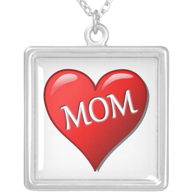 I LOVE MOM SILVER PLATED NECKLACE (Front)