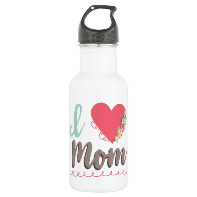 I love mom stainless steel water bottle (Front)