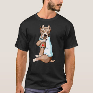I Love Mom Tattoo American Pit Bull Mom Dog  Women T-Shirt