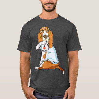 I Love Mom Tattoo Basset Hound Mom Dog Lover Women T-Shirt
