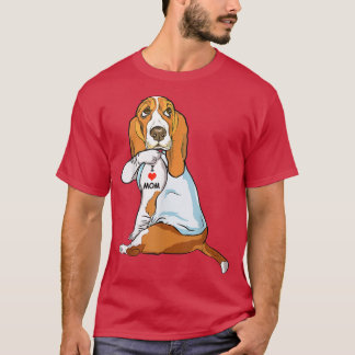 I Love Mom Tattoo Basset Hound Mom Dog Lover Women T-Shirt