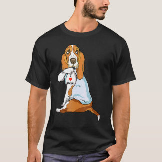I Love Mom Tattoo Basset Hound Mom Dog  Women 1 T-Shirt