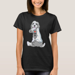 I Love Mom Tattoo Bearded Collie Mom Dog Women T-Shirt
