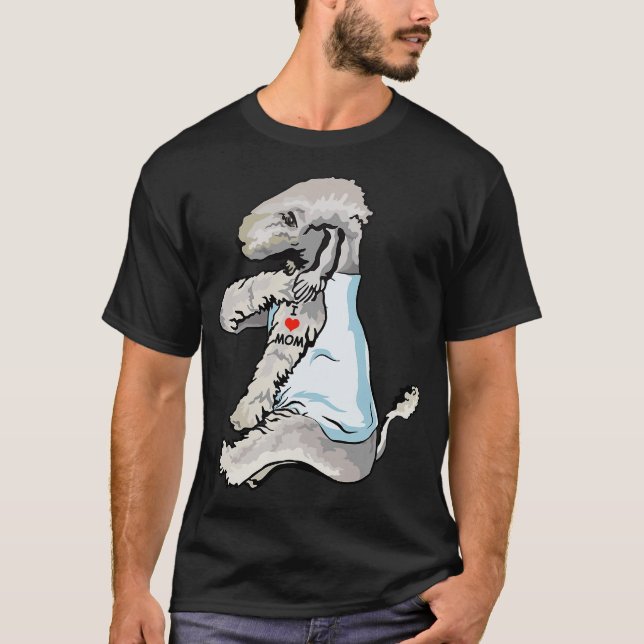 I Love Mom Tattoo Bedlington Terrier Mom Dog Lover T-Shirt (Front)