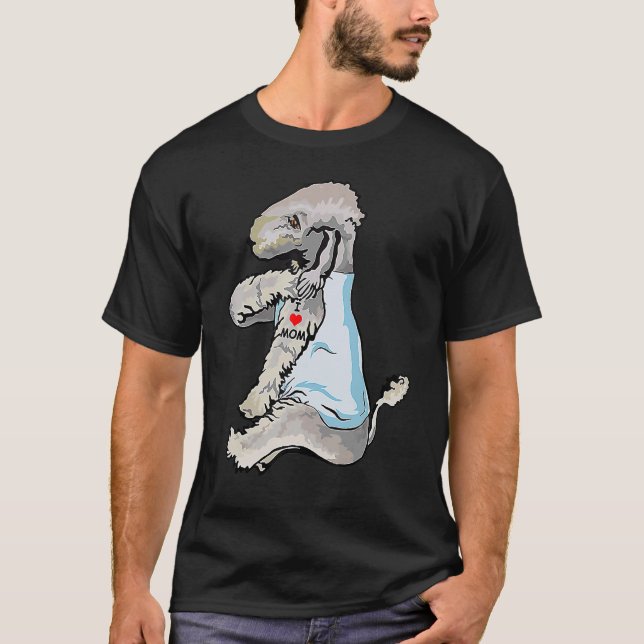 I Love Mom Tattoo Bedlington Terrier Mom Dog Mothe T-Shirt (Front)