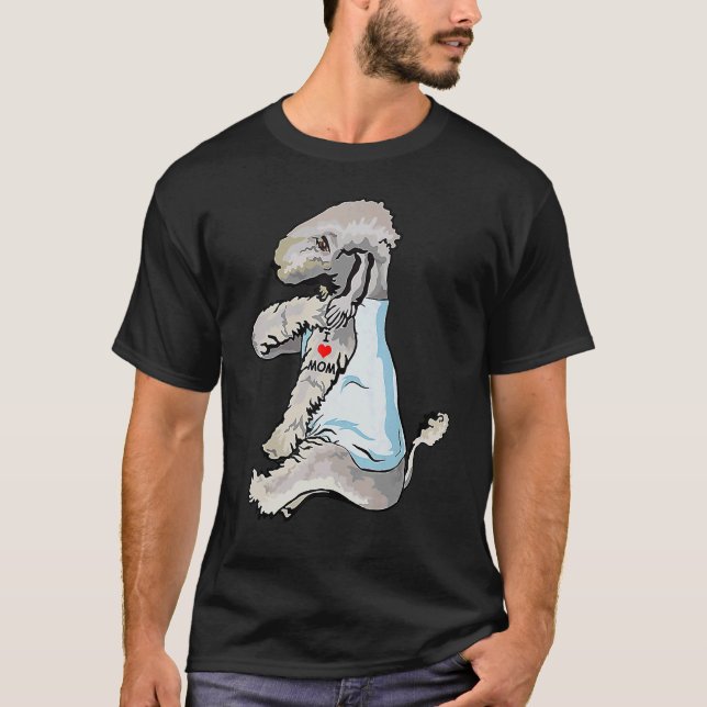I Love Mom Tattoo Bedlington Terrier Mom Dog  Wome T-Shirt (Front)