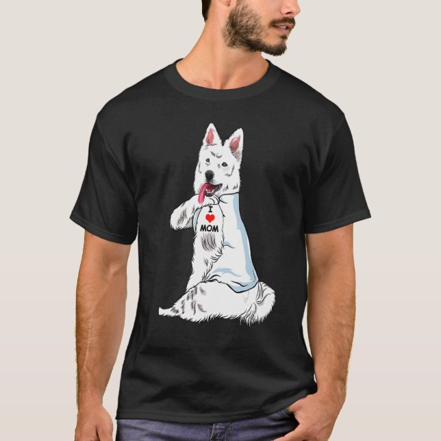 I Love Mom Tattoo Berger Blanc Suisse Mother's Day T-Shirt (Front)