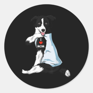 I Love Mom Tattoo Border Collie Mom Dog Lover Wome Classic Round Sticker