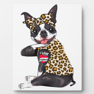 i love mom tattoo boston terrier dog mom mors day  plaque