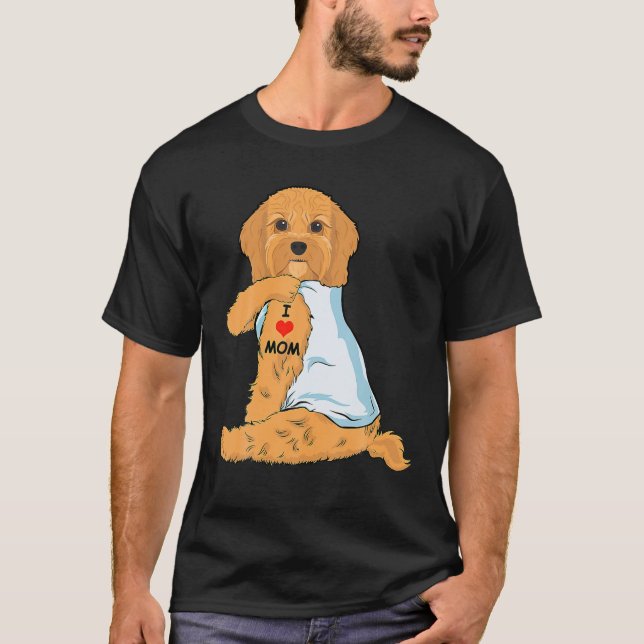 I Love Mom Tattoo Cavoodle Mom Dog Lover Women T-Shirt (Front)