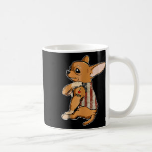 I Love Mom Tattoo Chihuahua Dog Shirt American Fla Coffee Mug