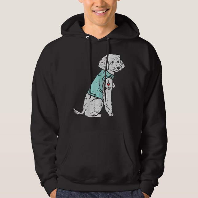 I Love Mom Tattoo Cute Pet Dog Owner  Women Hoodie (Front)