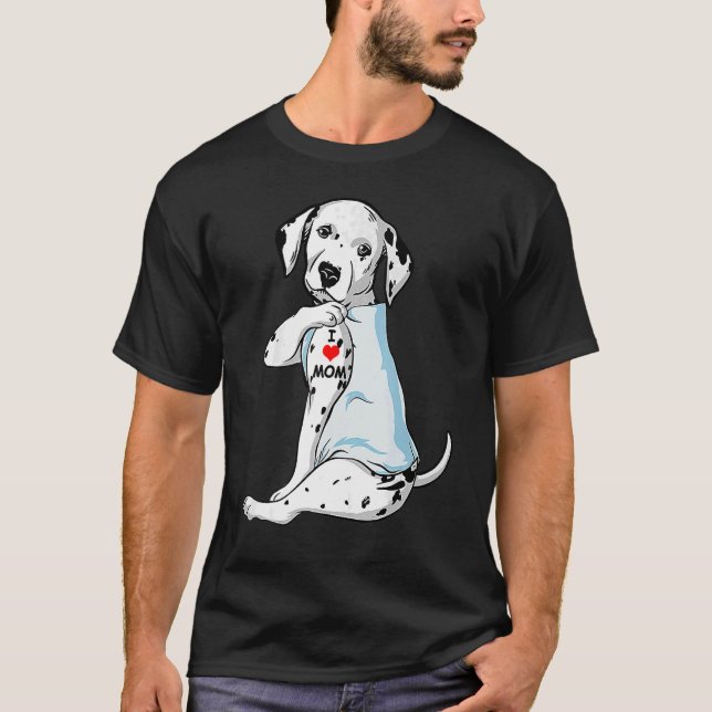 I Love Mom Tattoo Dalmatian Mom Dog  Women T-Shirt (Front)